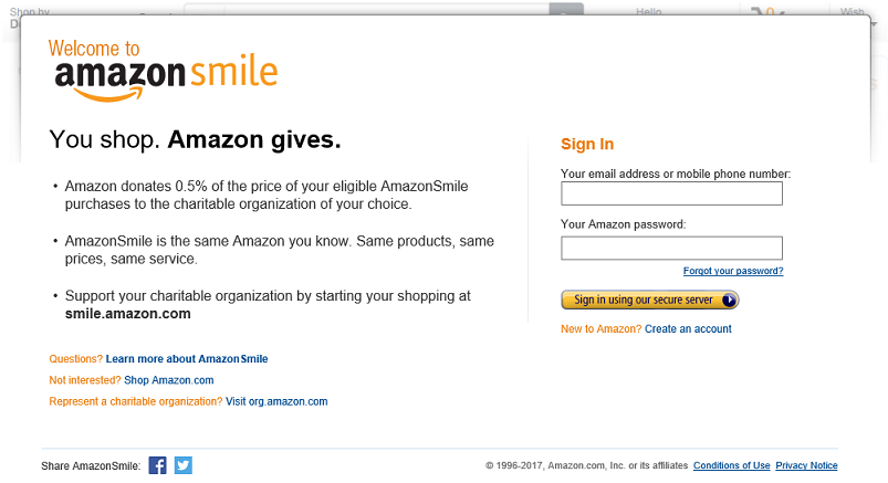 amazon smile screen